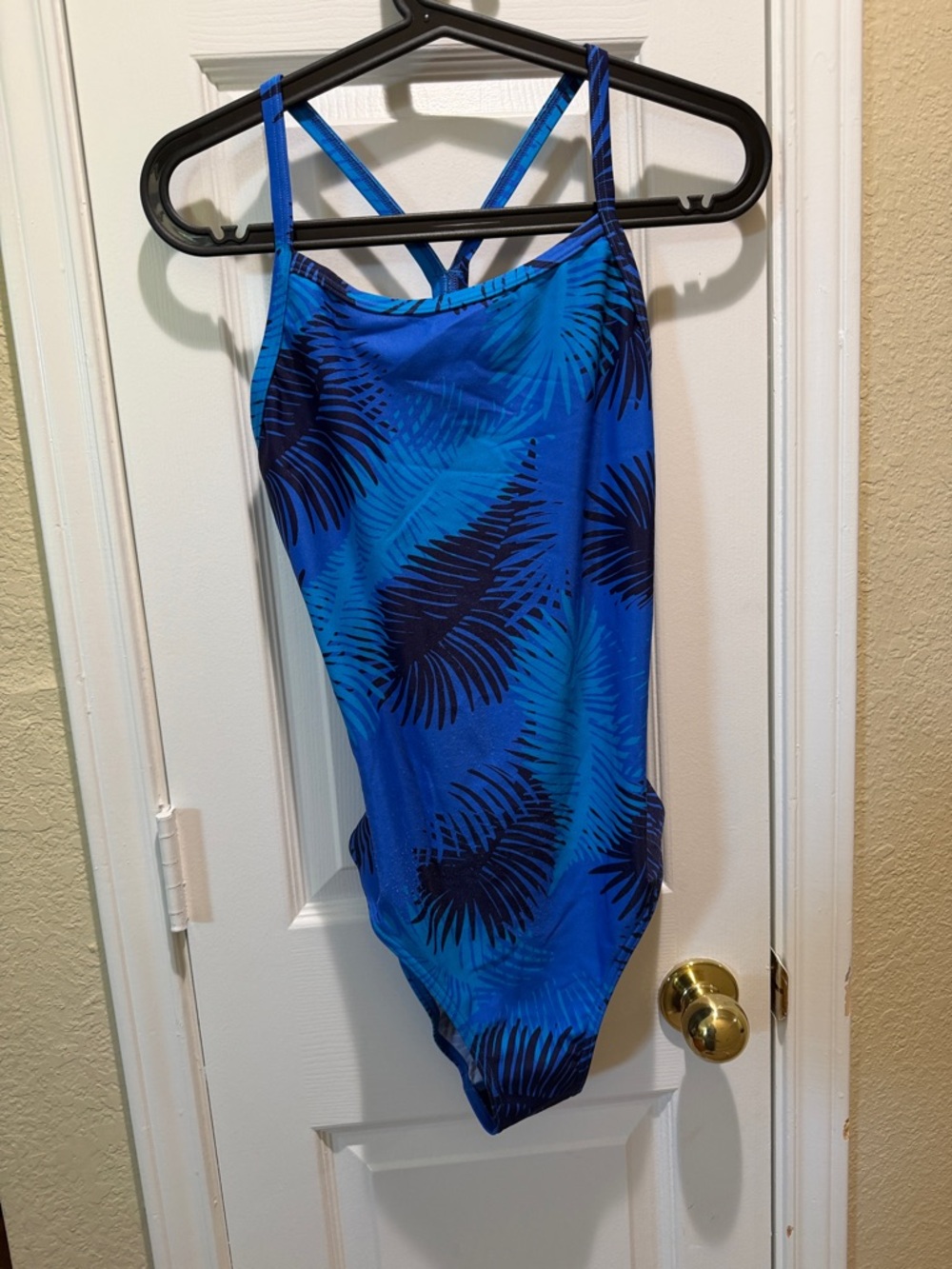 Blue Palm-Print One-Piece Swimsuit